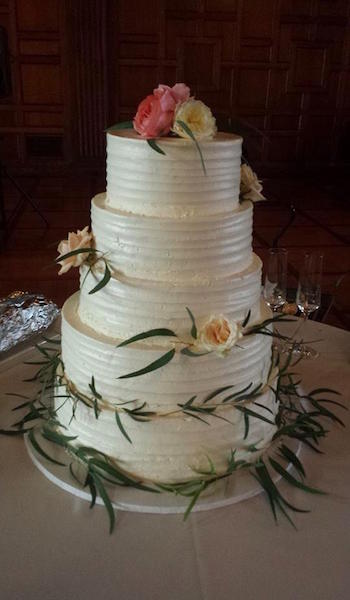 three tiered white cake