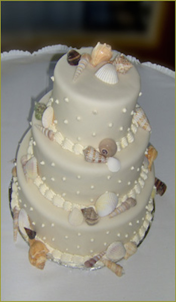three tiered sea shell cake